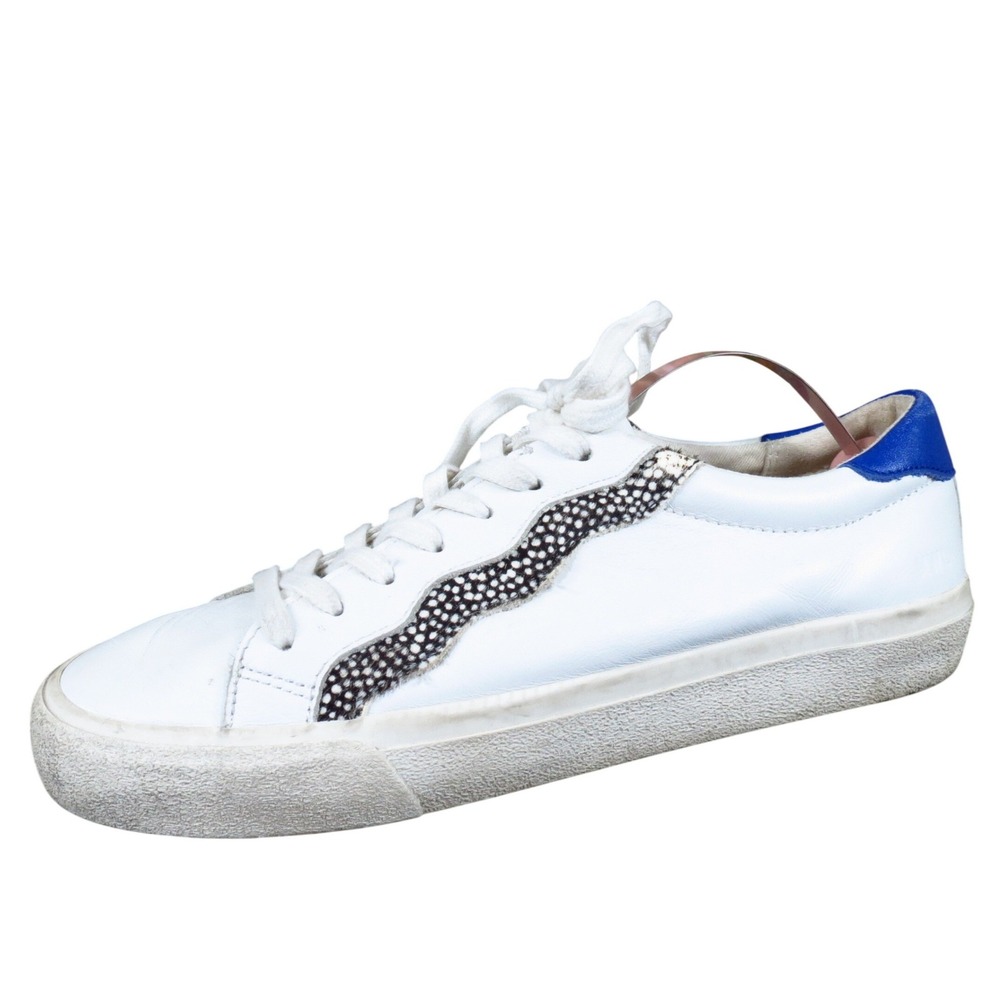 Madewell Sidewalk Women Casual Sneakers 8.5 Everyday White Leather Blue Animal